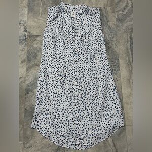 CAbi White and Navy Midi Dress